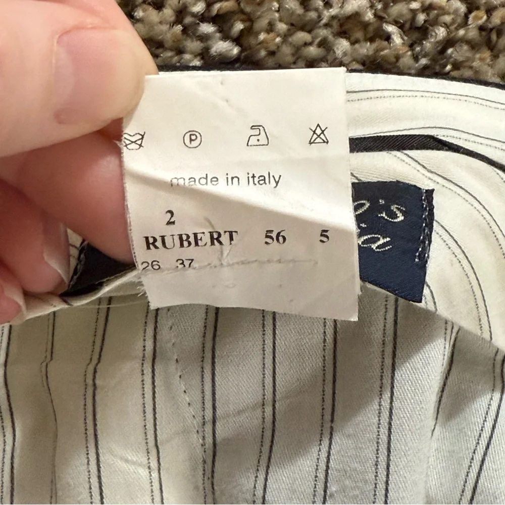 NH 1881 Made in Italy Men 38 Super 120s Tasmanian Wool Pleated Dress Pants Black